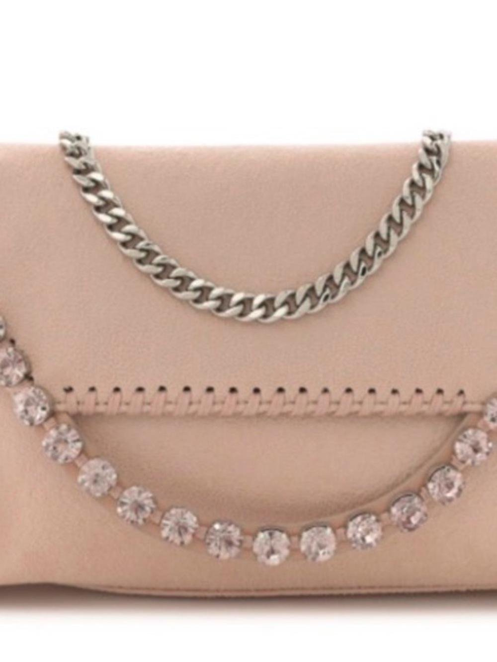 Stella McCartney Blush Pink Shoulder Bag with Silver Chain & Crystal Trim